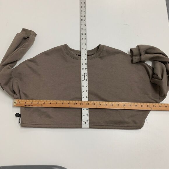 Superdown Top Womens XS Extra Small Taupe Drop Shoulder Cropped Boxy Bungee Hem - Picture 8 of 12